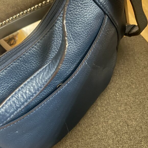 Michael Kors Navy Leather Tassel Crossbody Bag - Picture 8 of 14